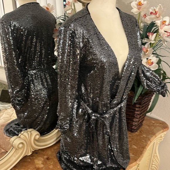 XOXO Dresses & Skirts - Holiday dress the color is changing from Grey to silver and some black undernet